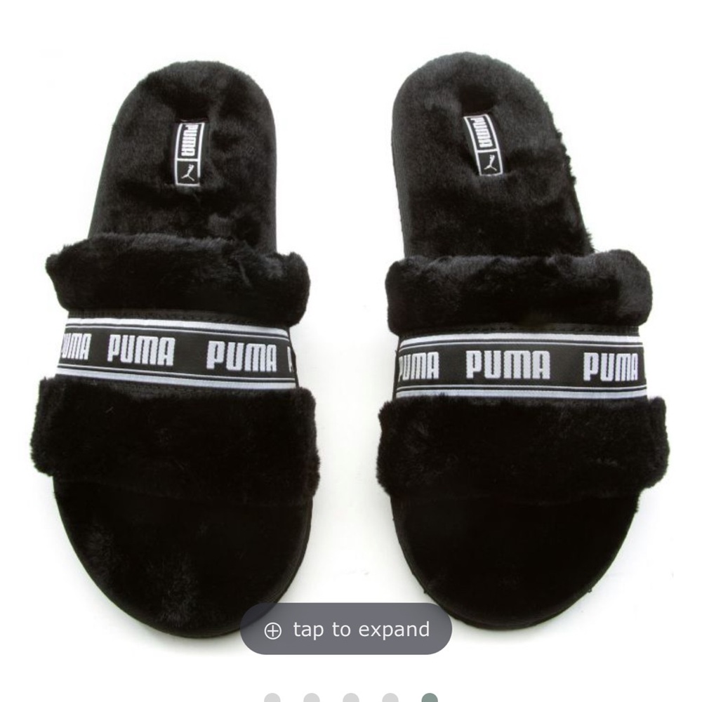 Brand new, Puma black fluff slides for a little girls